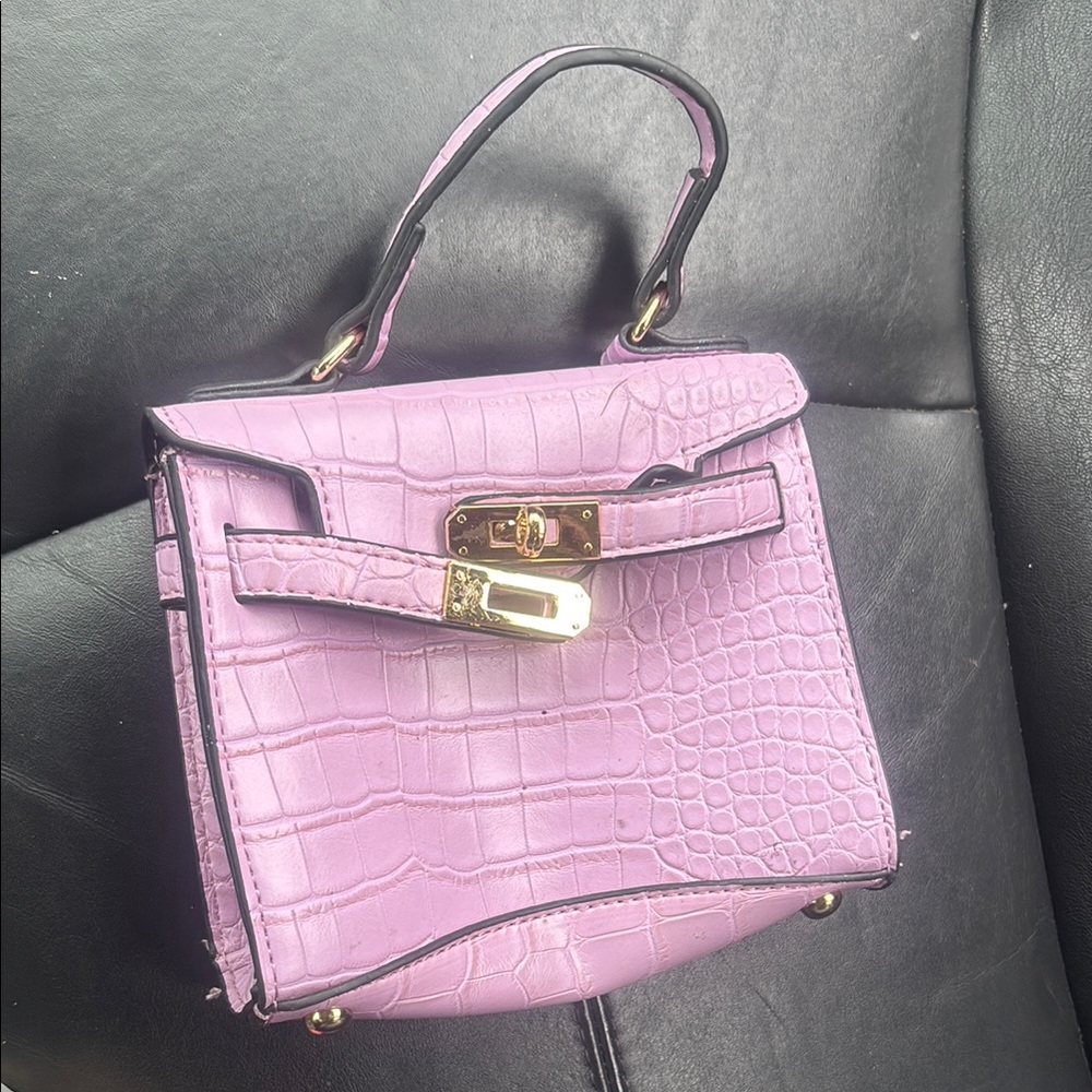 Mini Purple Crocodile-Embossed Women's Bag
